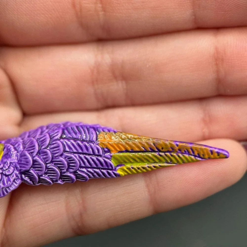Vintage Purple & Yellow Enamel Classic Fashion Bird Parrot Figural Brooch Pin‎